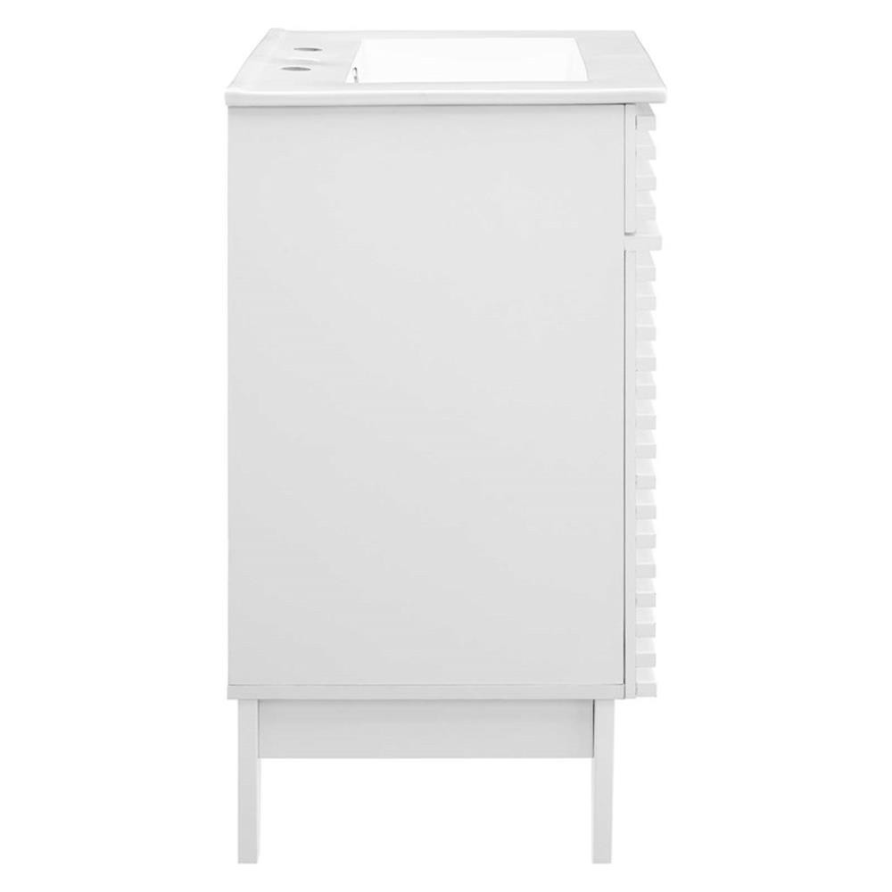 Bowery Hill Contemporary Wood Bathroom Vanity in White Finish