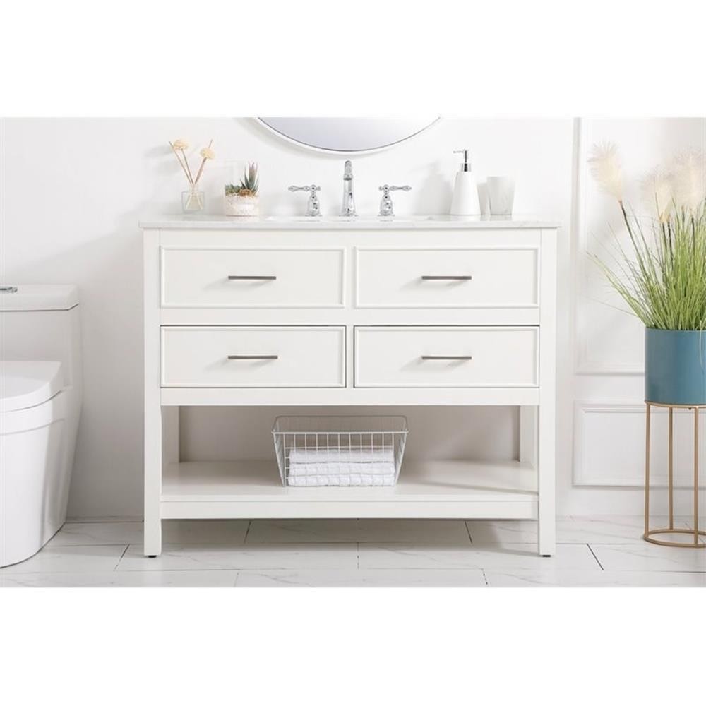 Elegant Decor Sinclaire 42″ Aluminum Alloy & MDF Single Bathroom Vanity in White