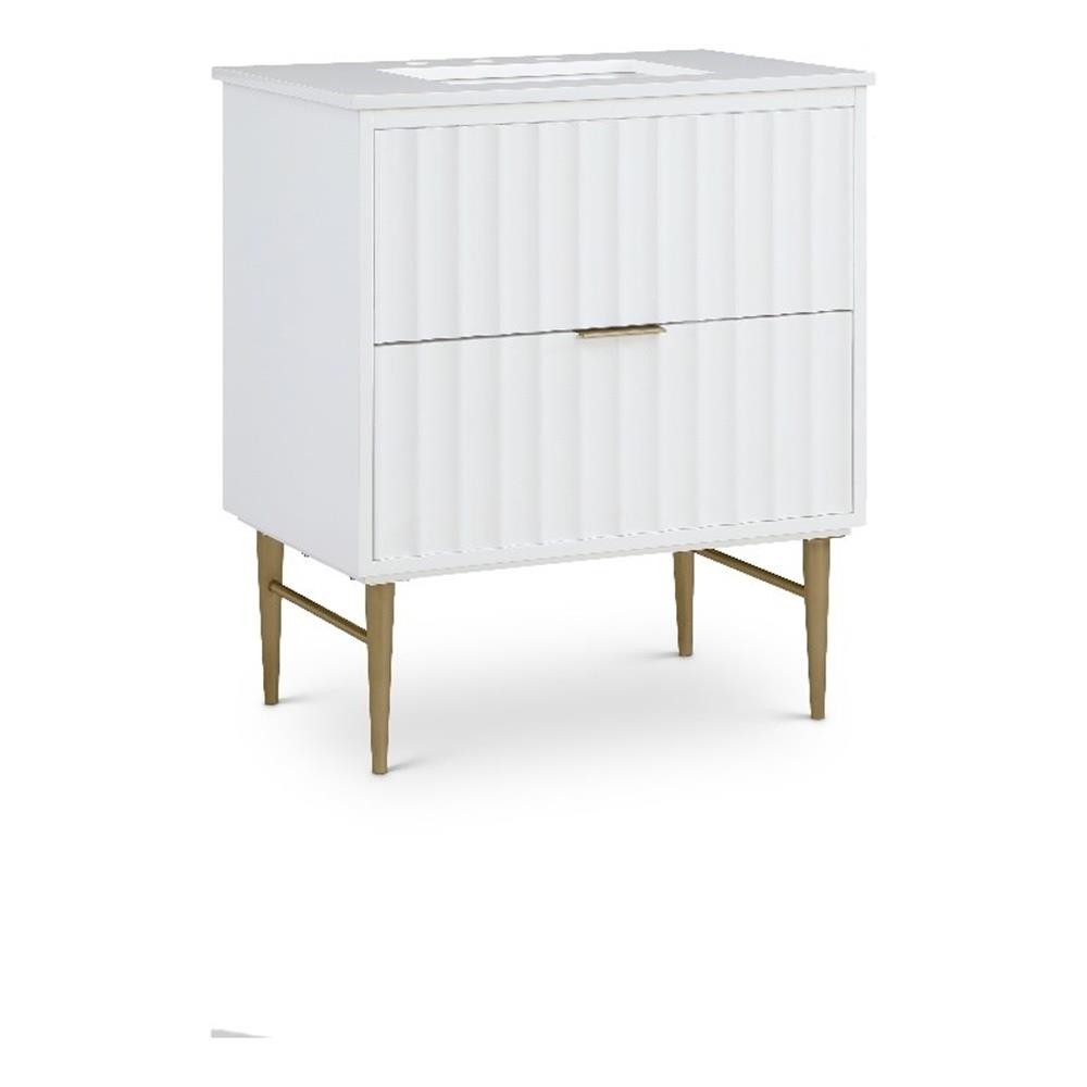 Maklaine Modern / Contemporary Rich White Finish Bathroom Vanity