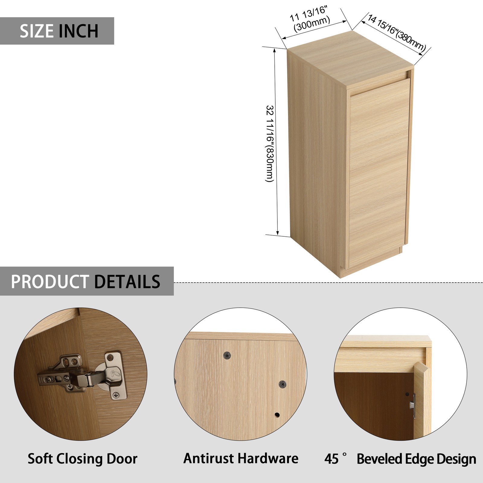 2X40“ Plywood Freestanding Bathroom Vanity W/ Ceramic Sink +Storage Cabinet Oak