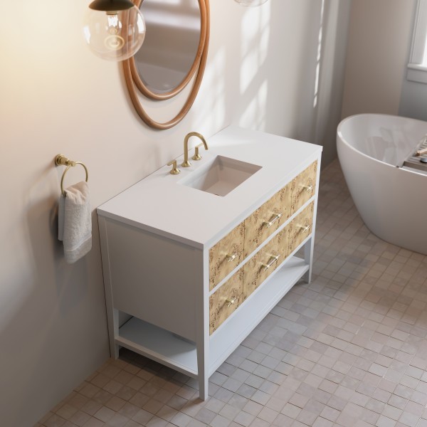 48″ James Martin Olena D804-V48-LMB-3WZ Vanity Cabinet White Zeus Silestone Top
