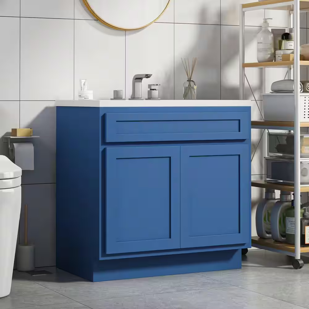 39 In. W X 21 In. D X 32.5 In. H 2-Doors Bath Vanity Cabinet without Top in Blue