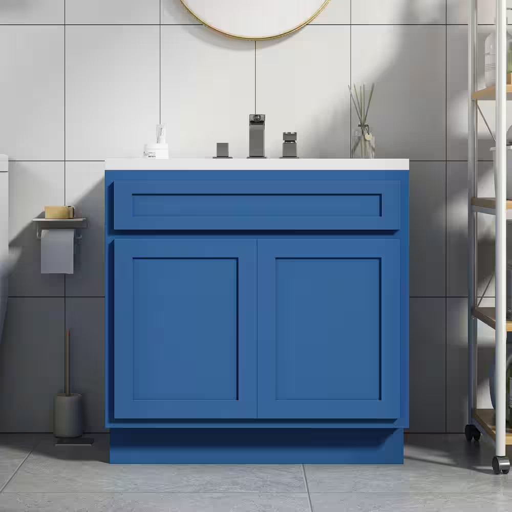 39 In. W X 21 In. D X 32.5 In. H 2-Doors Bath Vanity Cabinet without Top in Blue