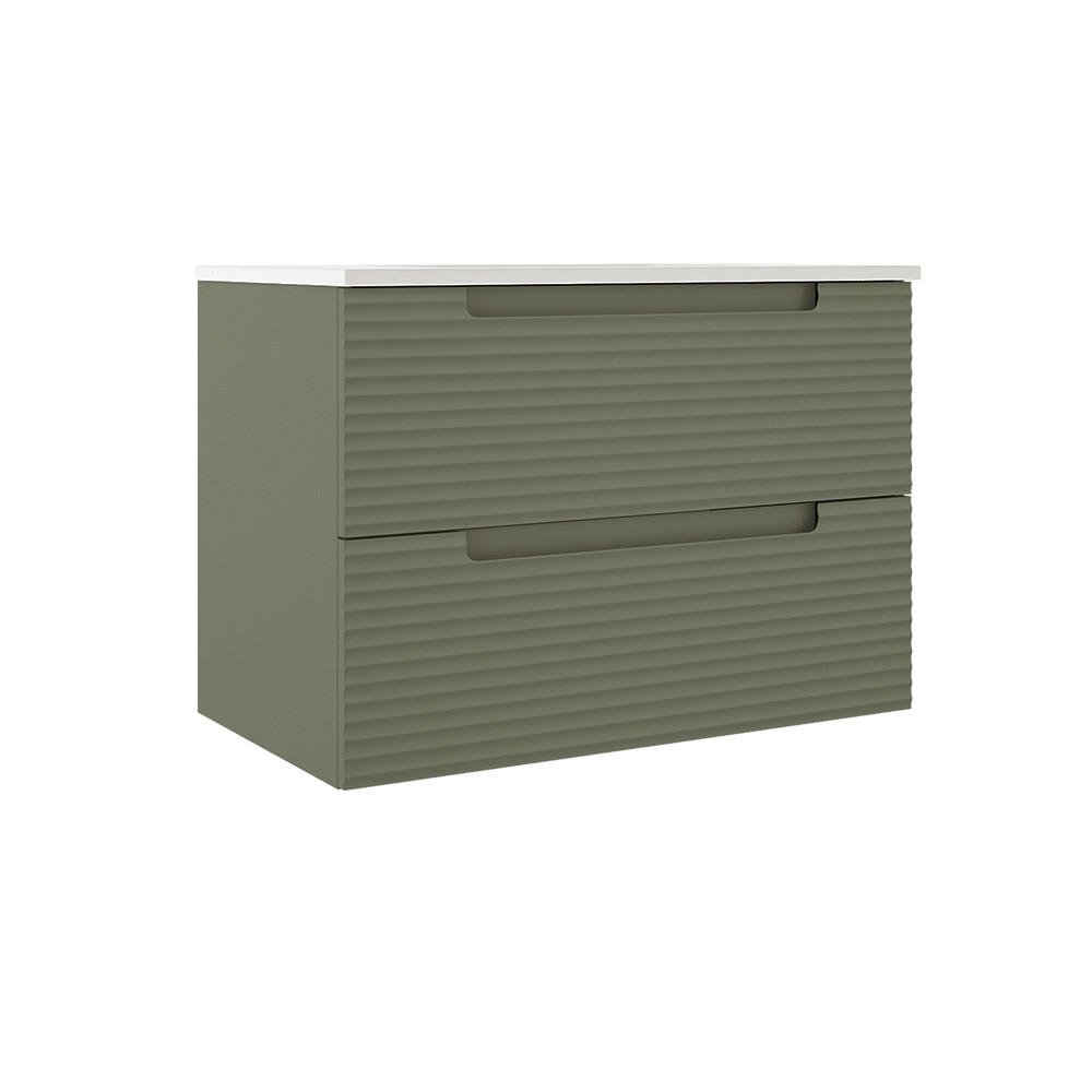 Coda 31″ Two Drawer Wall-Mounted Vanity – Sage Green Ripple
