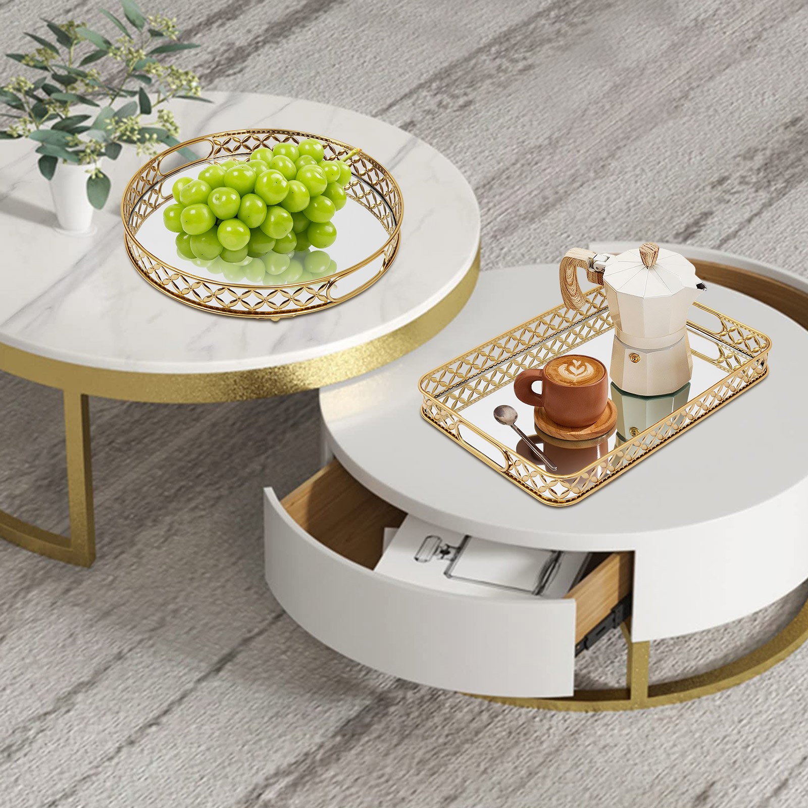 Decorative Tray Mirror Tray, Mirrored Vanity Tray for Bathroom Counter