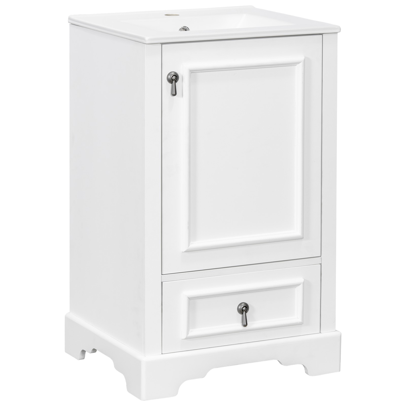 20″ Bathroom Vanity with Ceramic Sink, Soft Close Door, White