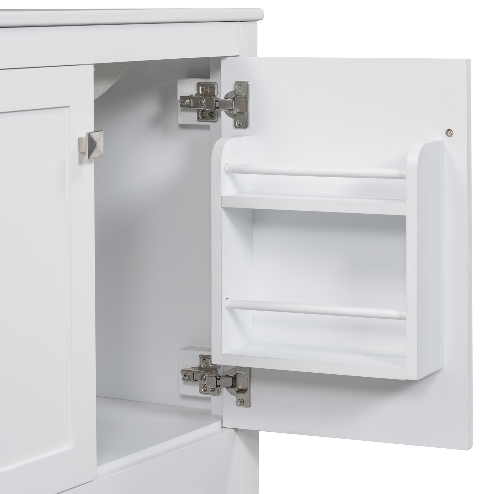 30″ White Bathroom Vanity with Single Sink & Soft Close Doors
