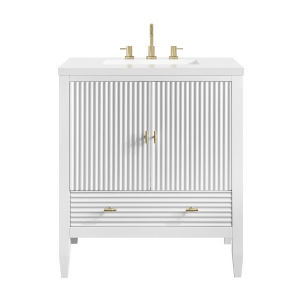 30″ James Martin Myrrin 485-V30-BW-3WZ Vanity Cabinet White Zeus Silestone Top