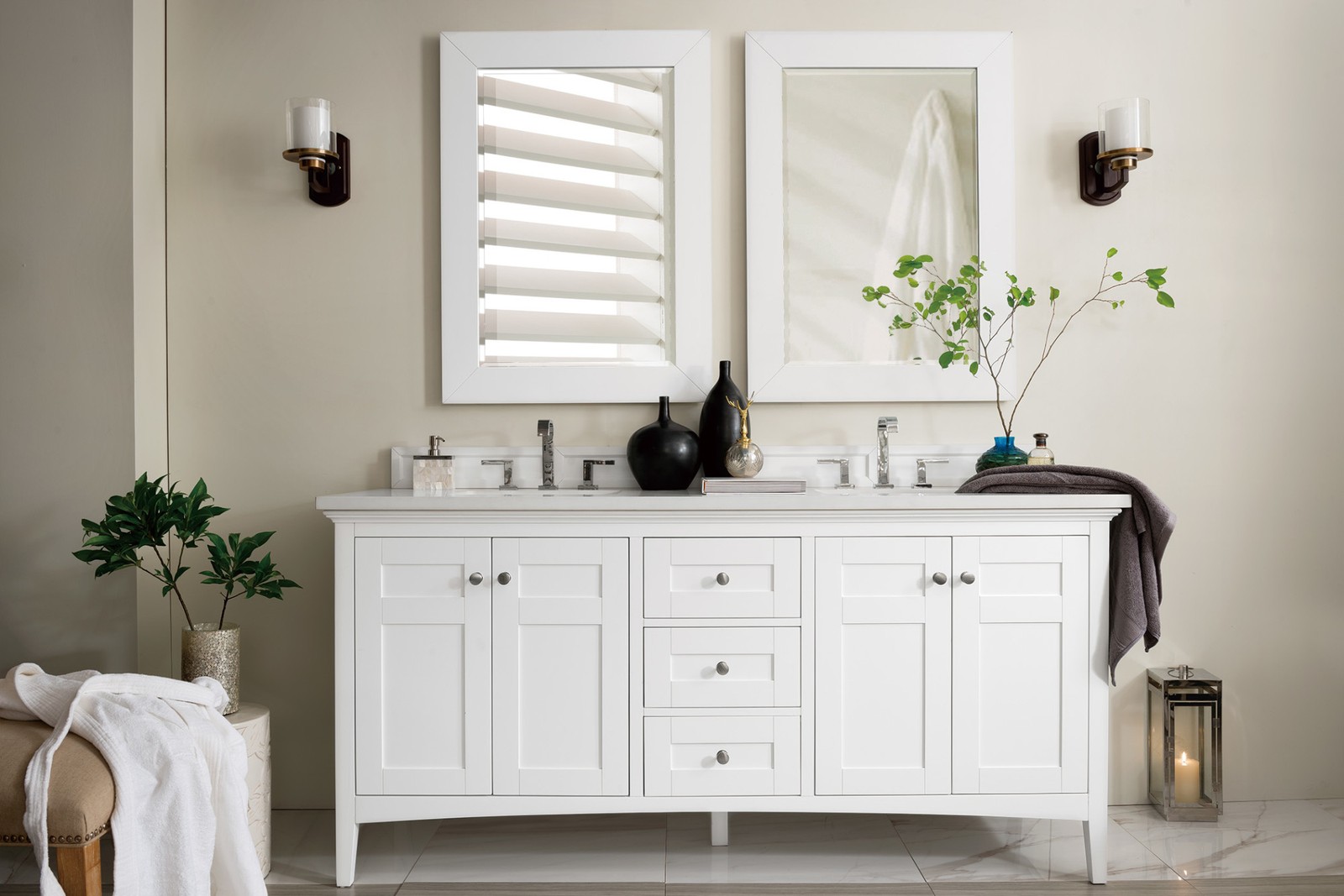James Martin Vanities 527-V72-3CSP Palisades 72″ – White