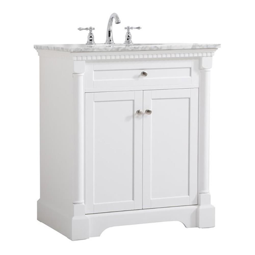 Elegant Decor Clarence 30″ Solid Wood and Metal Single Bathroom Vanity in White