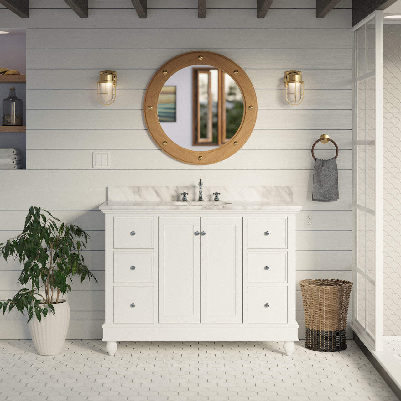 Bella 48-inch Vanity with Carrara Marble Top