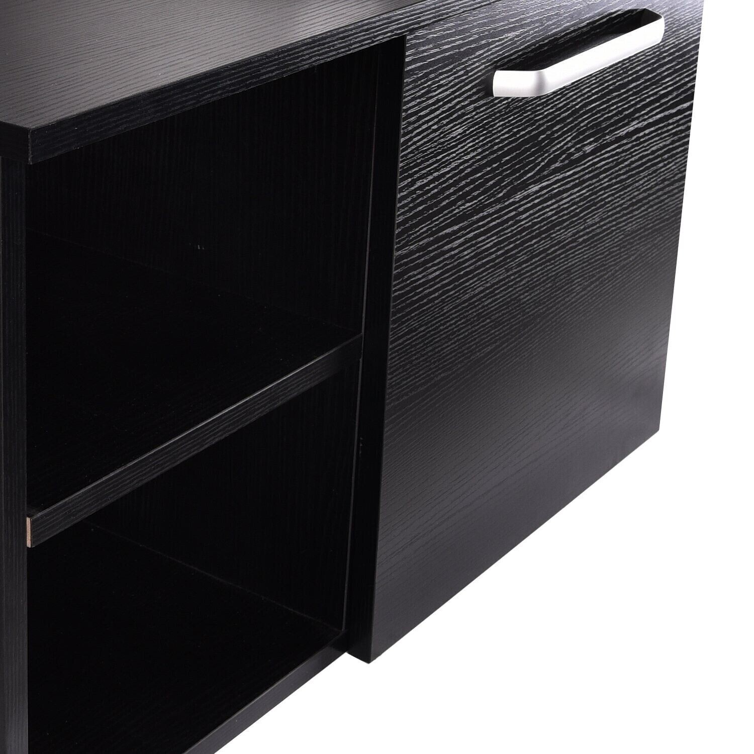 28” Floating Bathroom Vanity Black Cabinet with Sink Vessel Side Shelves Mirror