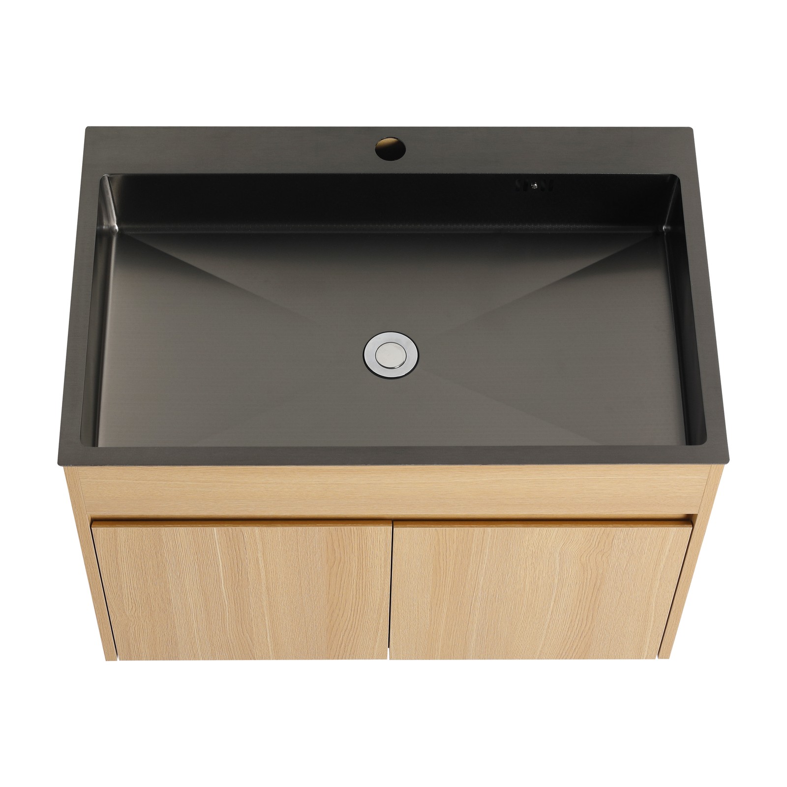 28″ Plywood Wall Mounted Bathroom Vanity Laundry Cabinet W/ Stainless Steel Sink