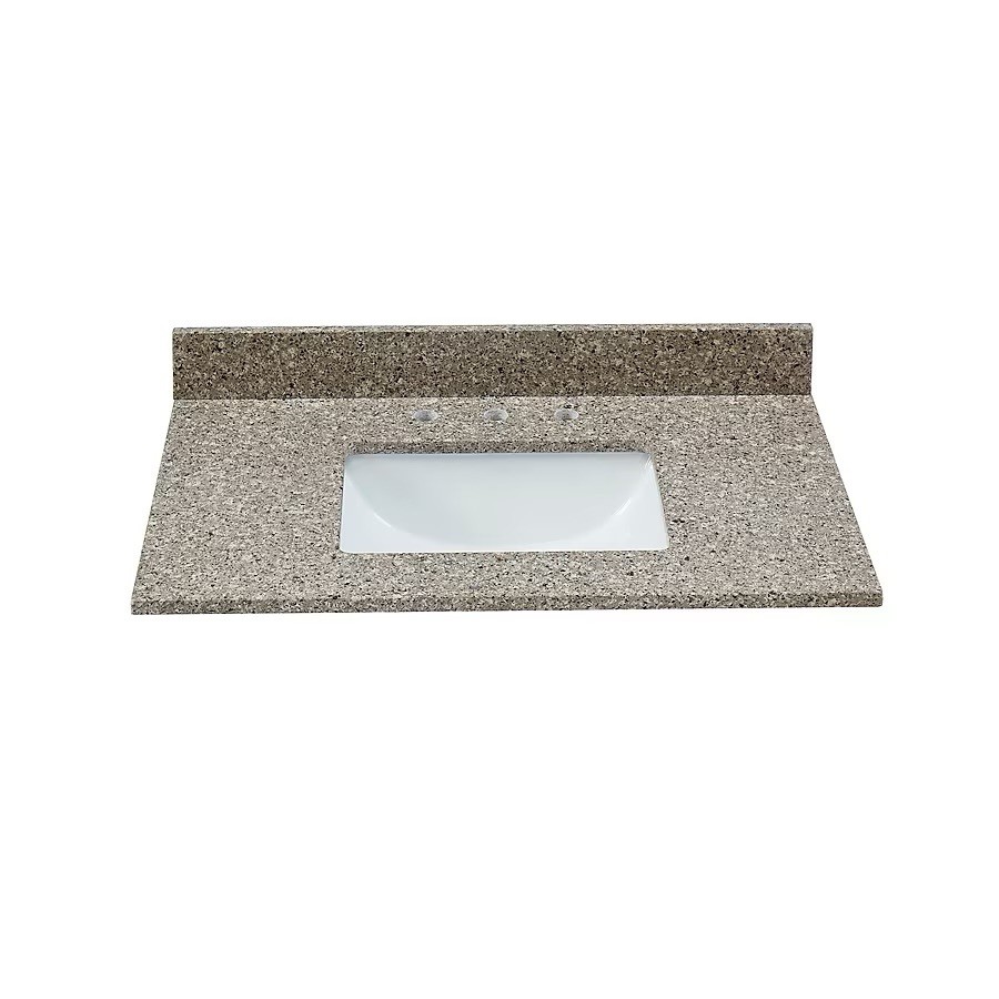 37 in. W x 22 in brown/polished quartz sink counter top