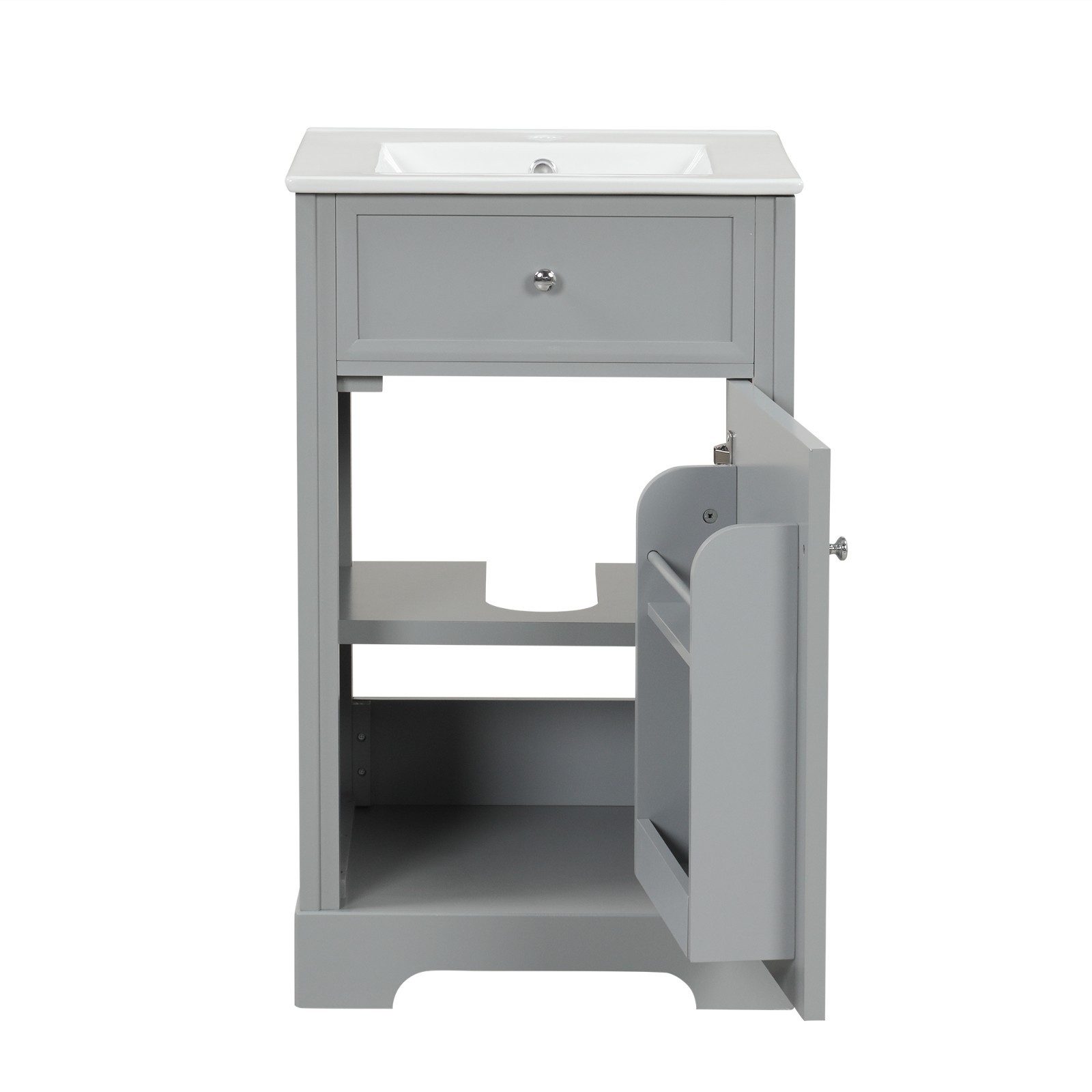 20″ Bathroom Vanity With Sink Soft Closing Door Storage Rack Adjustable Shelf