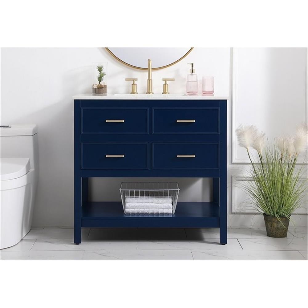 Elegant Decor Sinclaire 36″ Aluminum Alloy & MDF Single Bathroom Vanity in Blue