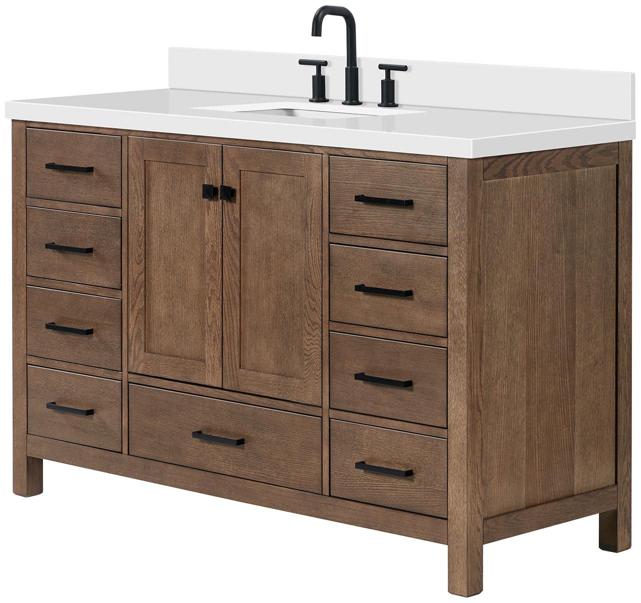 Ariel A055SWQRVO Cambridge 54″ – Brown Oak / Pure White Quartz / Satin Brass