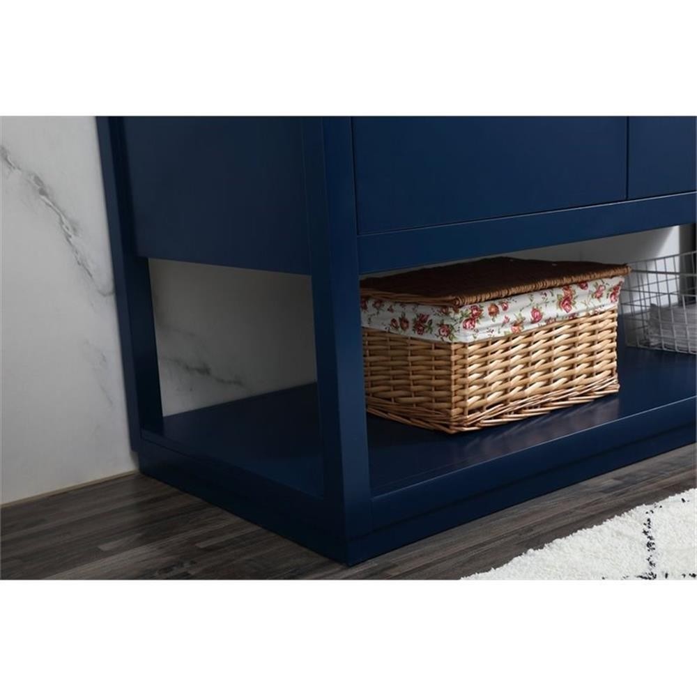 Elegant Decor Larkin 60″ Solid Wood MDF Single Bathroom Vanity in Blue Finish