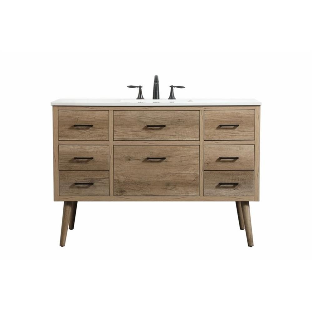 Elegant Decor Boise 48″ Aluminum MDF Single Bathroom Vanity in Natural Oak