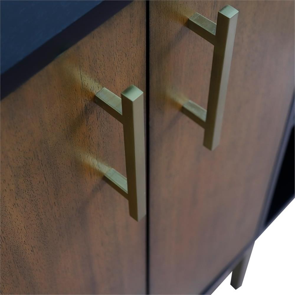 60 in. Double Wooden Vanity Walnut Black Cabinet Only