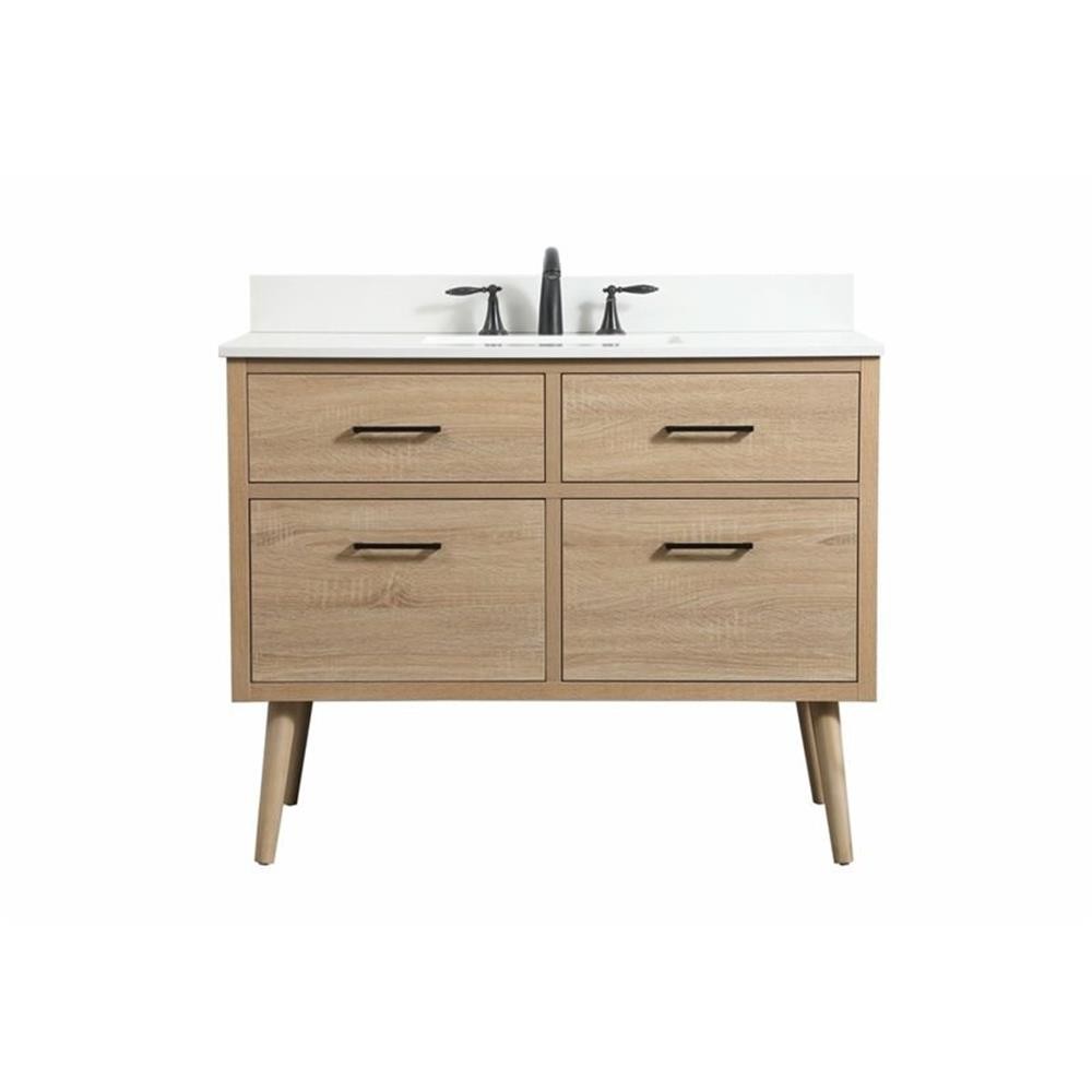 Elegant Decor Boise 42″ MDF Single Bathroom Vanity with Backsplash in Mango Wood