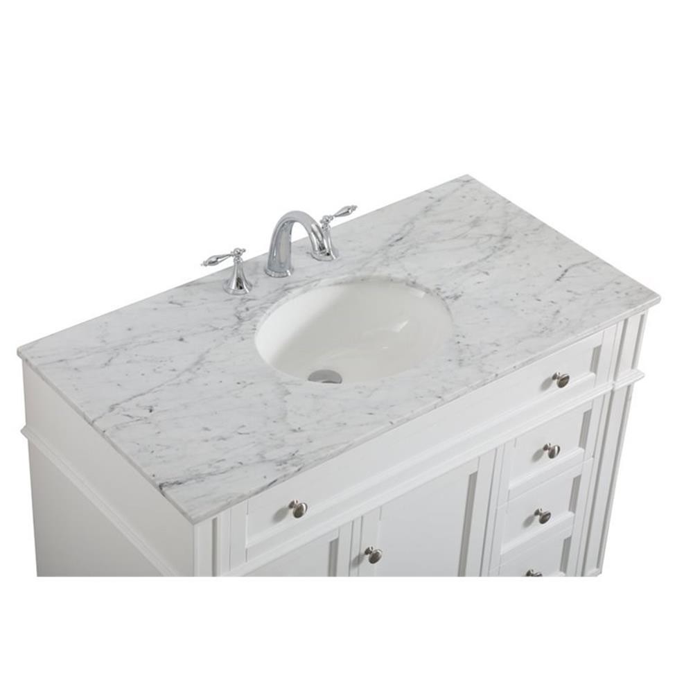 Elegant Decor Park Avenue 42″ Metal MDF Marble Single Bathroom Vanity in White