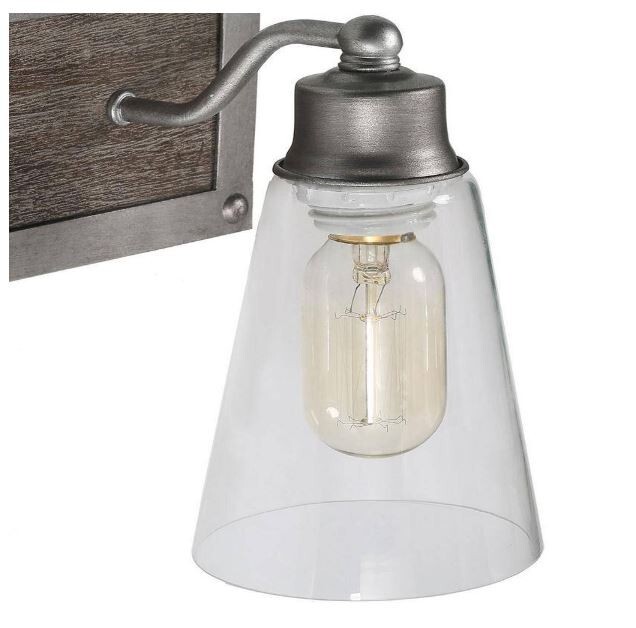 LNC Rustic Bathroom Brown Solid Wood Vanity Light A03331