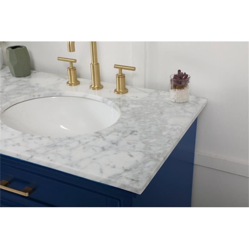 Elegant Decor Americana 72″ Metal MDF Marble Double Bathroom Vanity in Blue
