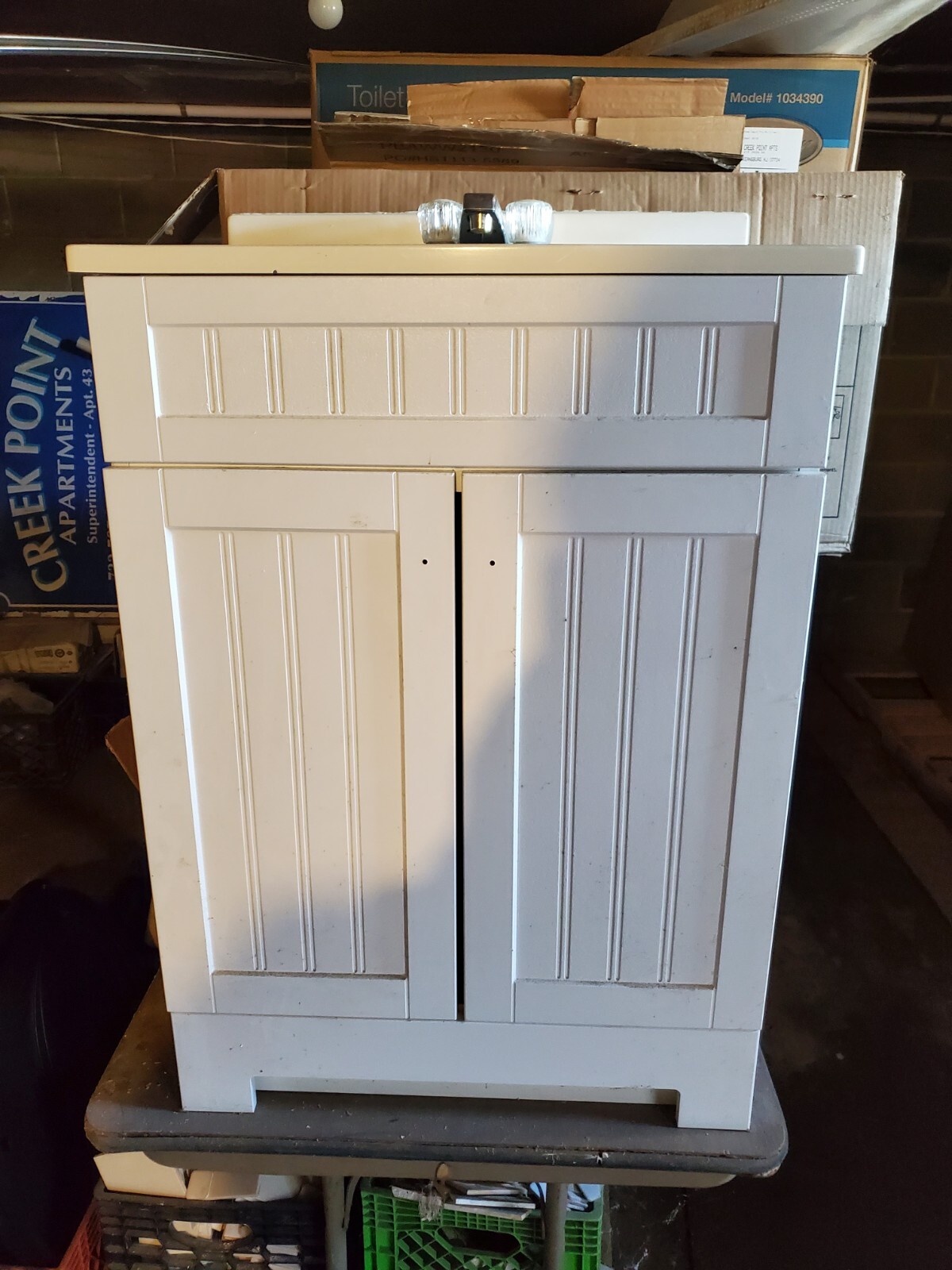Lowes 24 in. White Bathroom Vanity Cabinet With Cultured Marble Top 2 Door