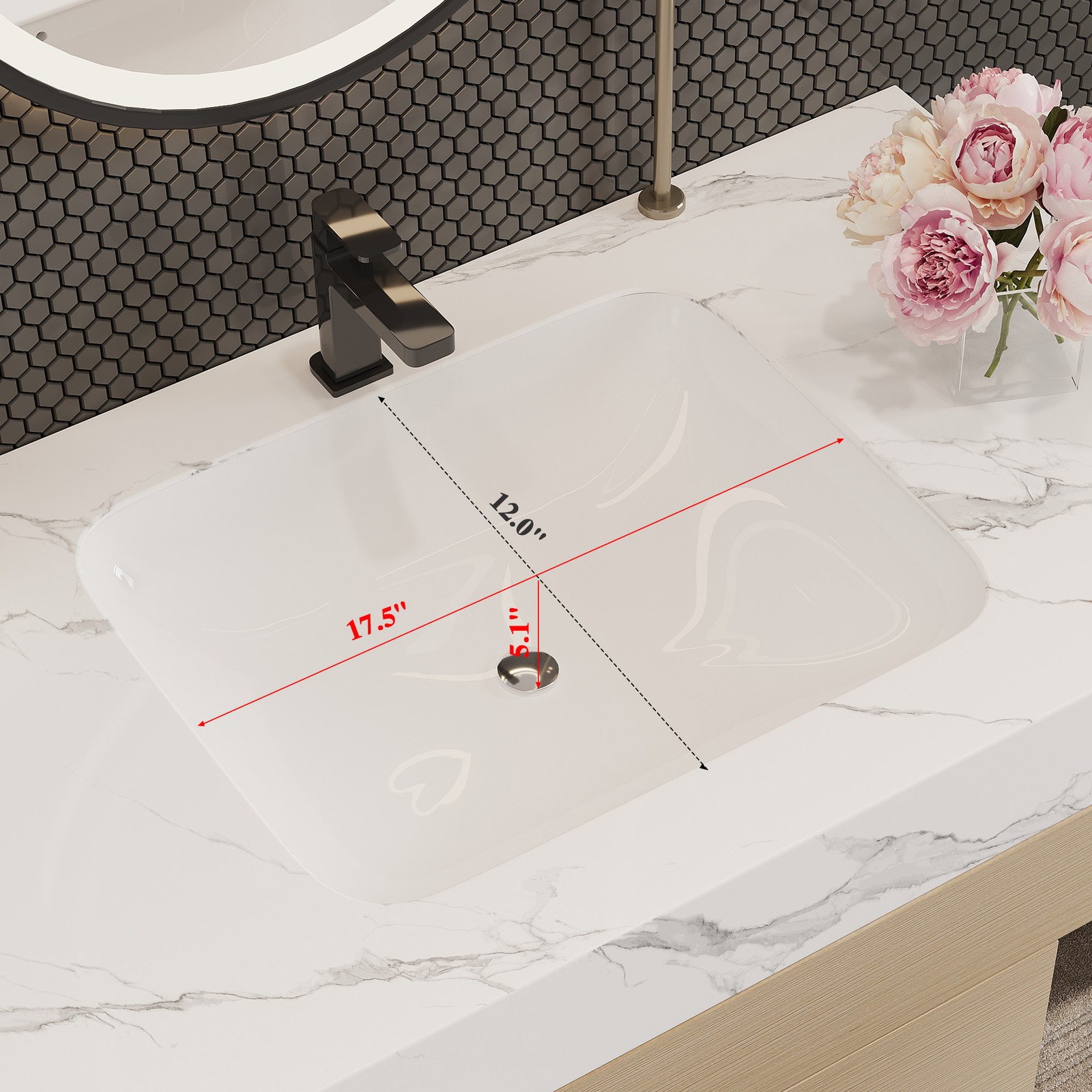 29.9″ Floating Bathroom Vanity with Sintered Stone Top & Ceramic Sink