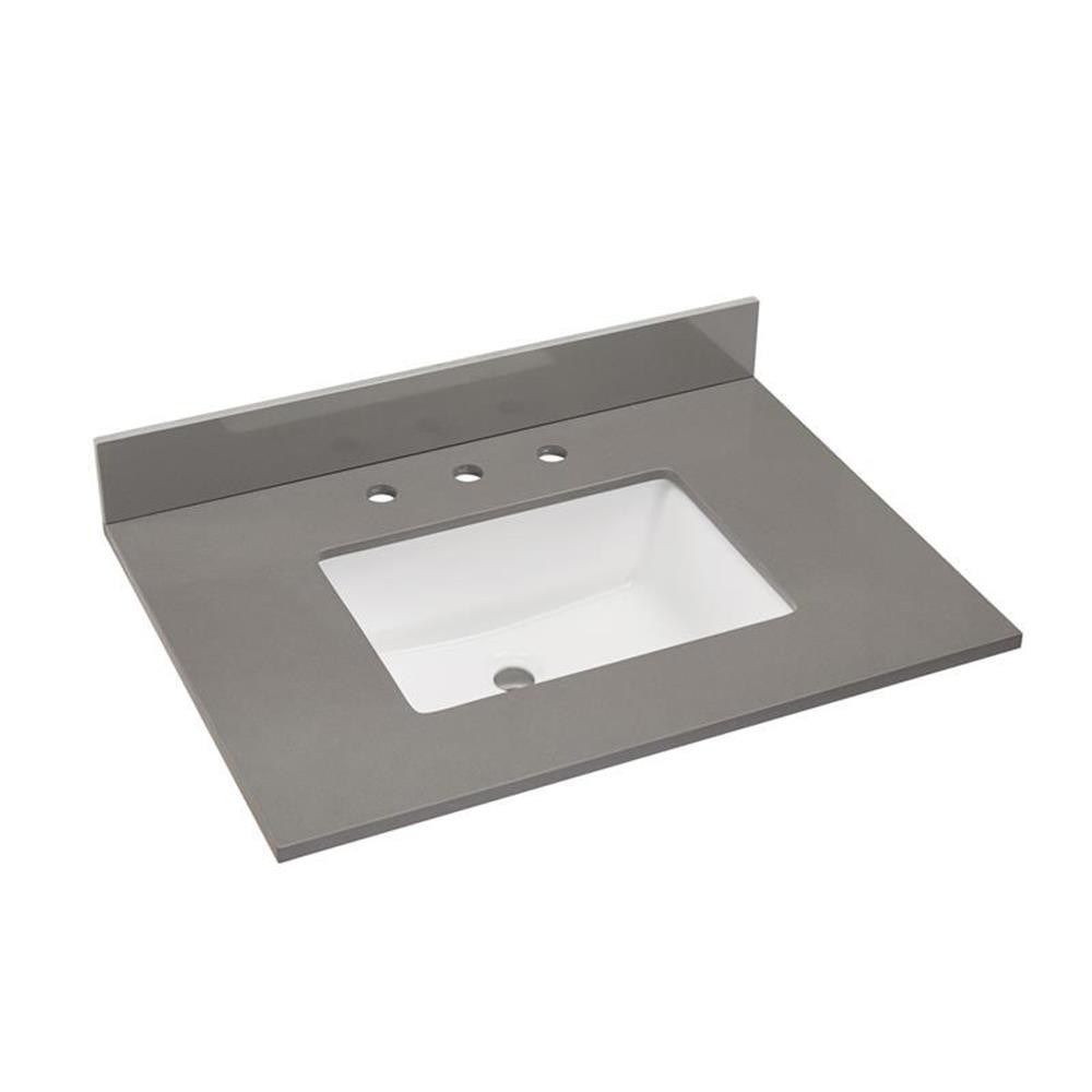31 in. Composite Stone Vanity Top in Concrete Gray with White Basin