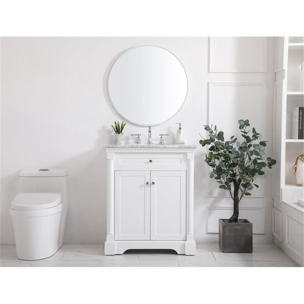 Elegant Decor Clarence 30″ Solid Wood and Metal Single Bathroom Vanity in White