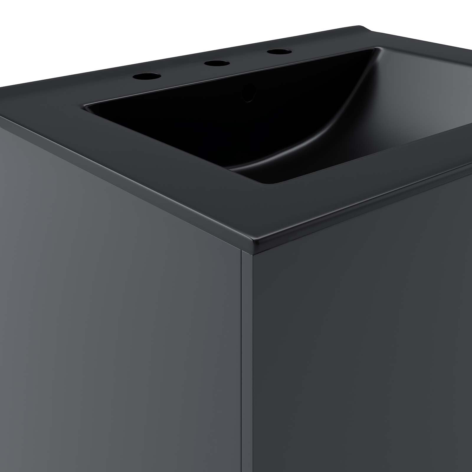 Modway Vitality 24″ Wall-Mount Bathroom Vanity in Gray Black