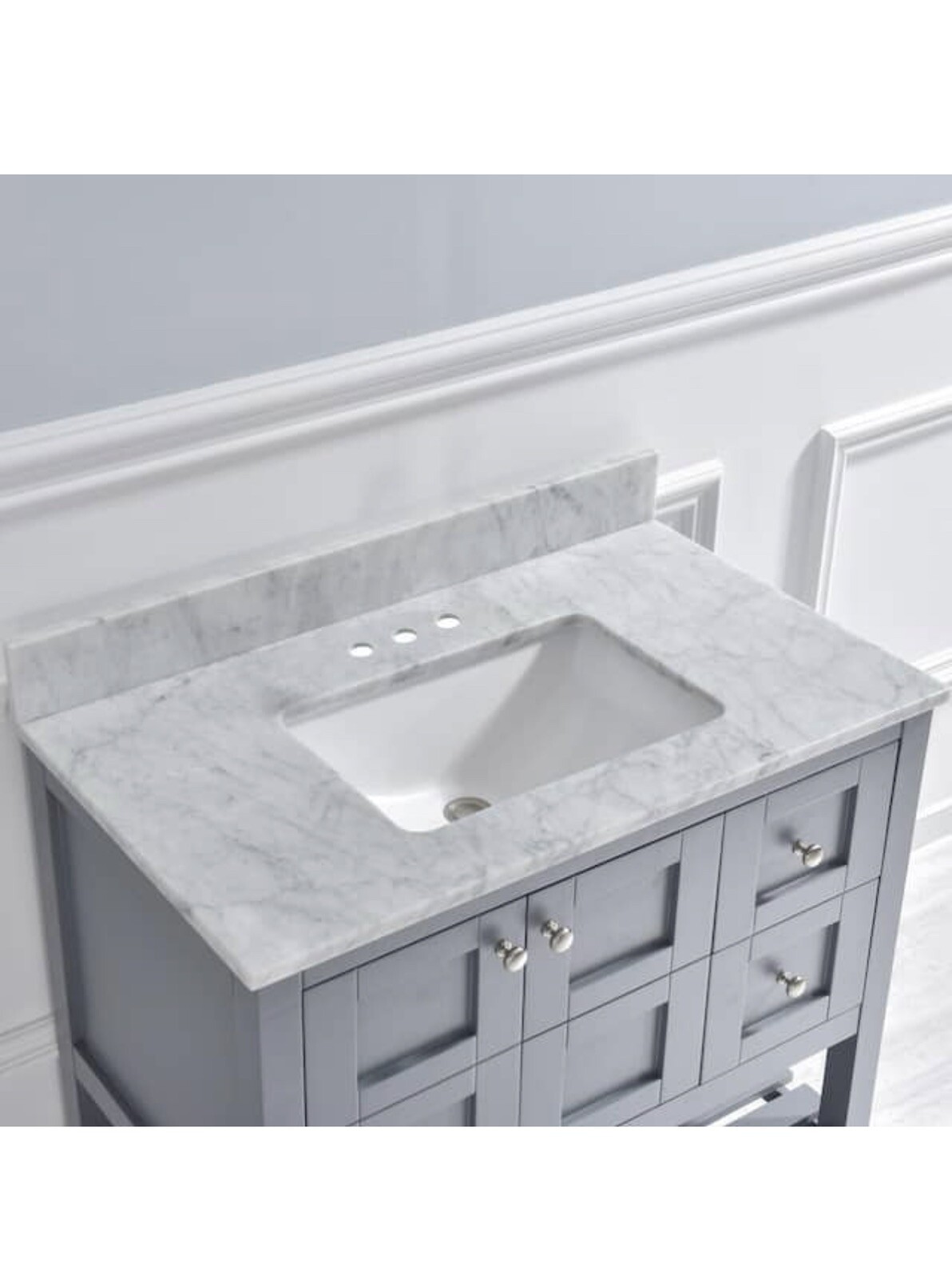 WOODBRIDGE Maldon 37 in. W x 22 in. D Single Basin Carrara Marble Vanity Top