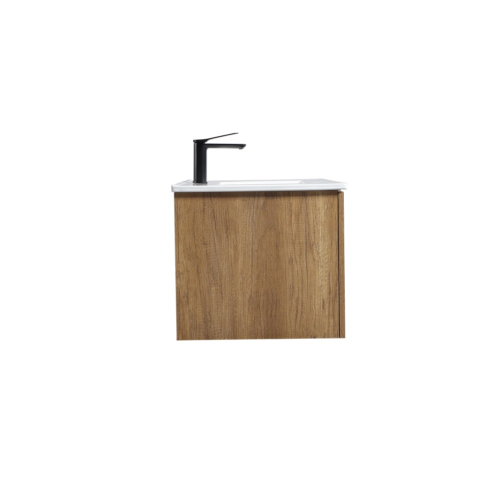 30″ Wall Mount Bathroom Vanity w/ Integrated Sink & 3D Fluted Panel