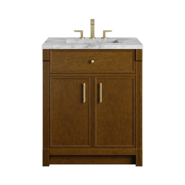 30″ James Martin Bellshire 660-V30-HNO-3CAR Vanity Cabinet Carrara Marble Top