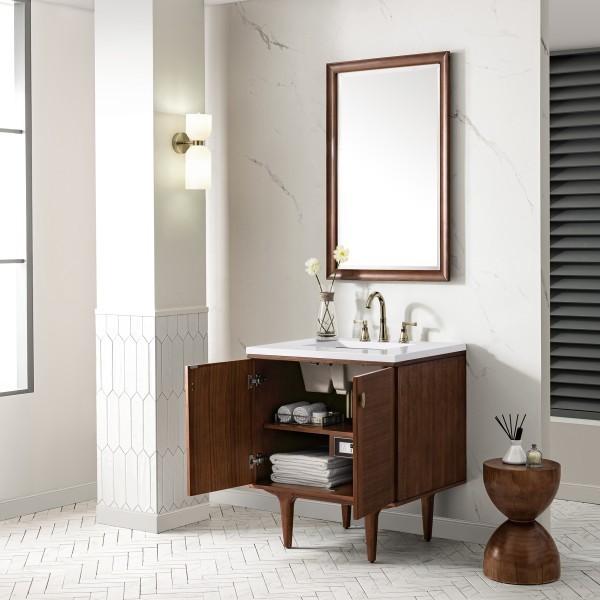 30″ James Martin Amberly 670-V30-WLT-3WZ Vanity Cabinet White Zeus Top