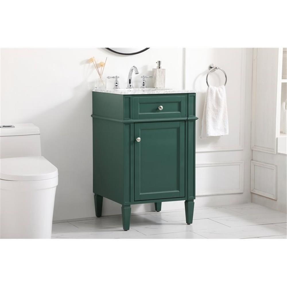 Elegant Decor Park Avenue 21″ Metal MDF Marble Single Bathroom Vanity in Green