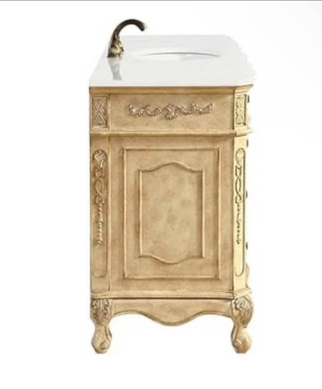 ✨️ Elegant Decor Home Furnishing 60-in Antique Beige Undermount 1 Sink Bathroom