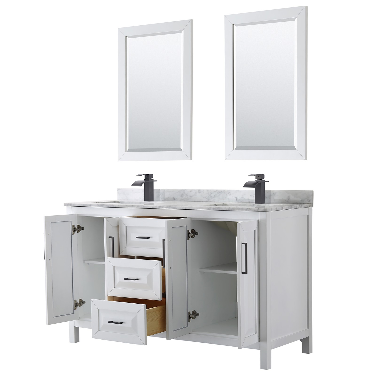 Wyndham Collection WCV252560DUNSM24 Daria 60″ – Dark Gray / White Carrara Marble