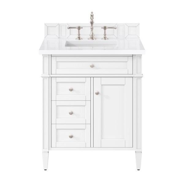 30″James Martin Brittany 655-V30-BW-3TJR Vanity Cabinet White Zeus Silestone Top