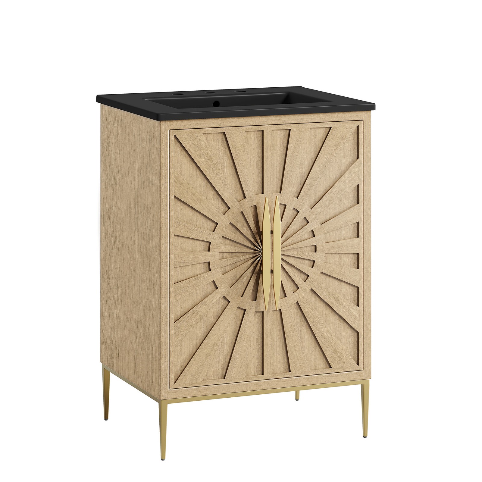 Modway Awaken 24″ Bathroom Vanity in Oak Black With Ceramic Sink Basin