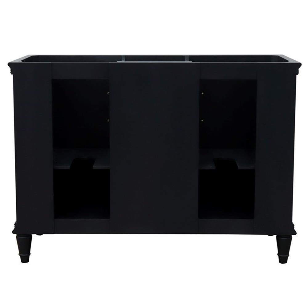 49 in. Double Wooden Vanity Dark Gray with White Carrara Oval Sink