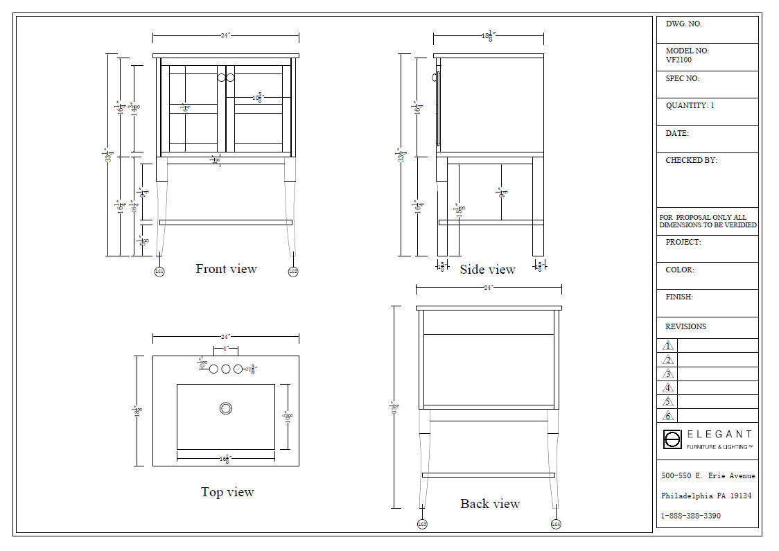 Elegant Lighting VF2100 Mason 24 X 33 inch White Vanity Set