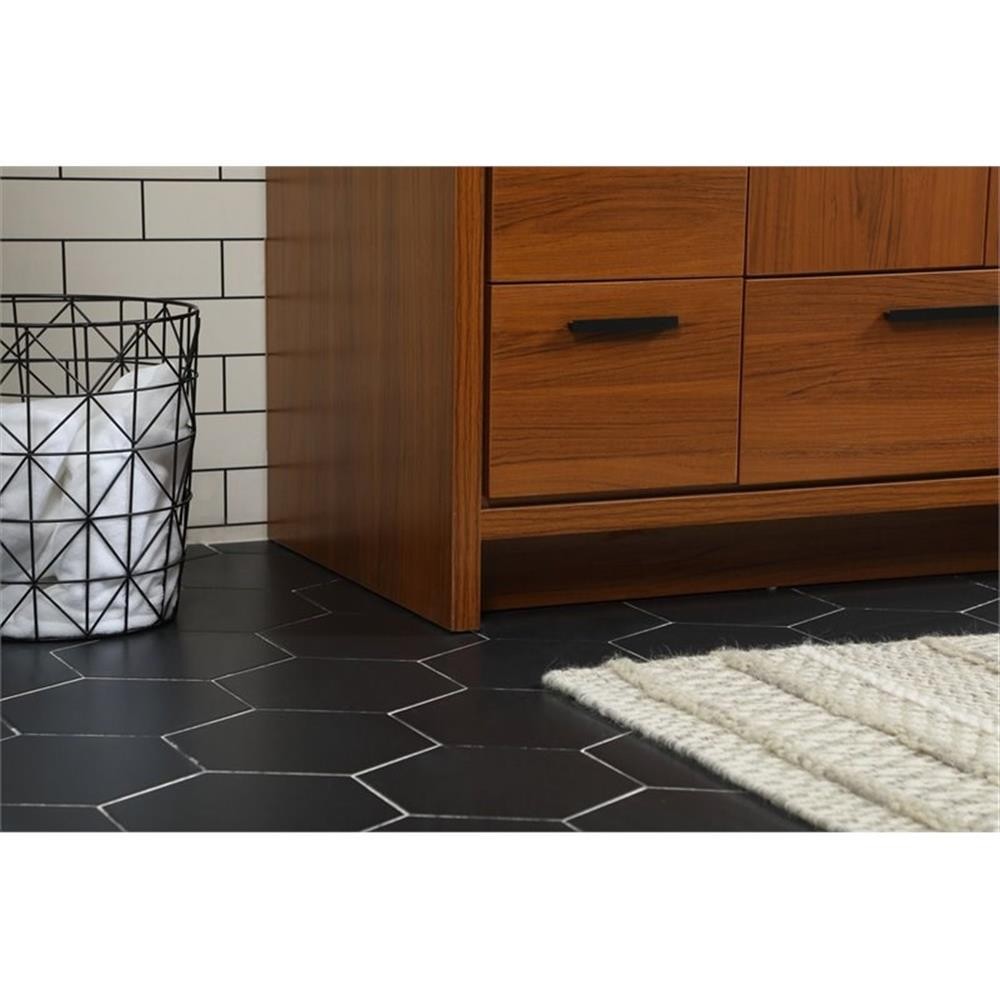 Elegant Decor Wyatt 36″ Aluminum Alloy and MDF Single Bathroom Vanity in Teak