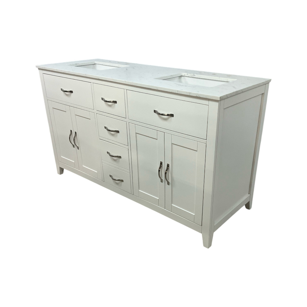 Lark Manor Vannes Bathroom Vanity with Solid Hardwood Frame Quartz Countertop