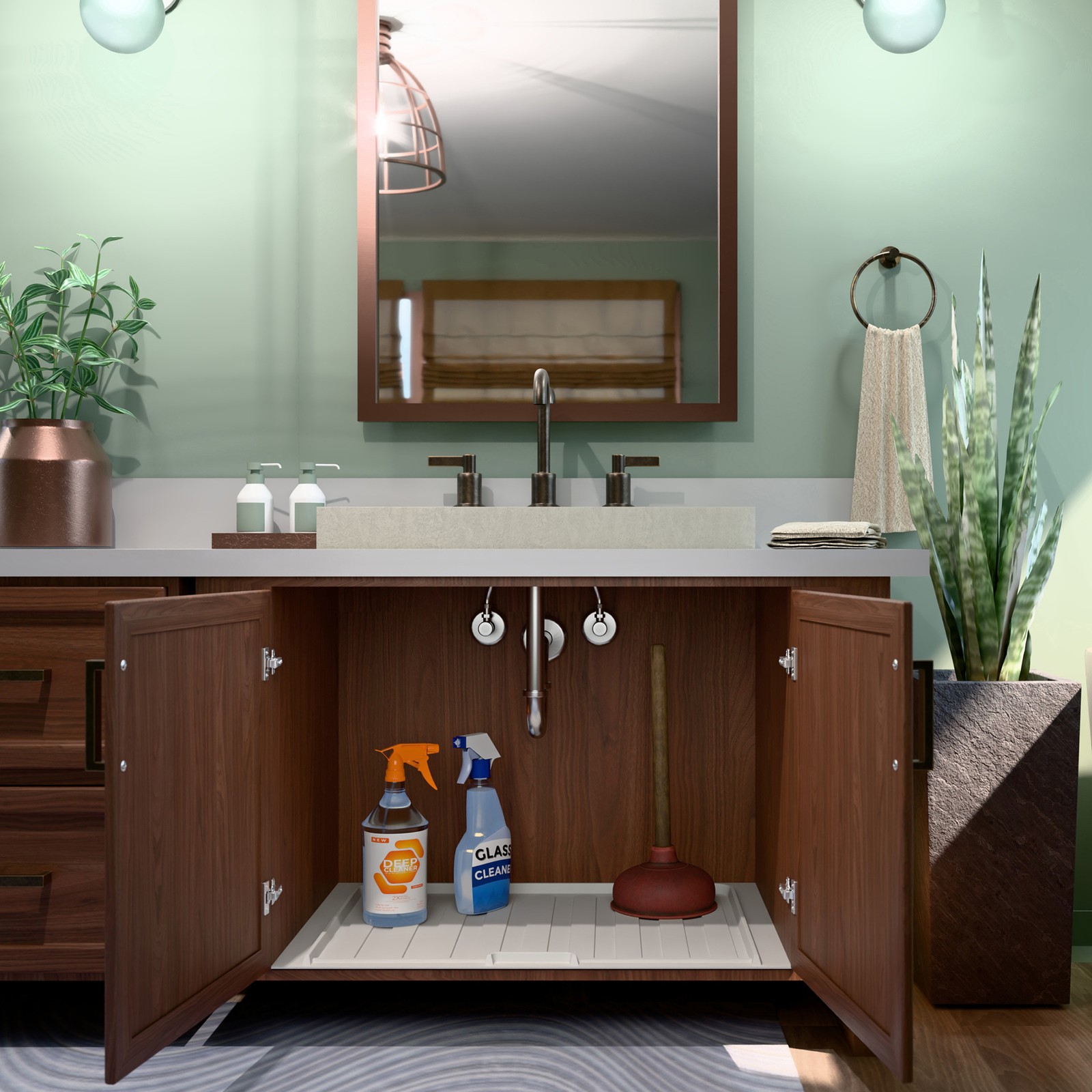 Rev-A-Shelf Under Sink Drip Tray for Vanity Base Cabinets, Fits 21″ – 24″