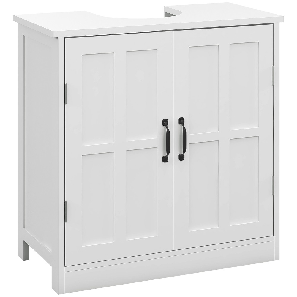Pedestal Bathroom Storage Cabinet White Adjustable Shelf Under Sink Organizer