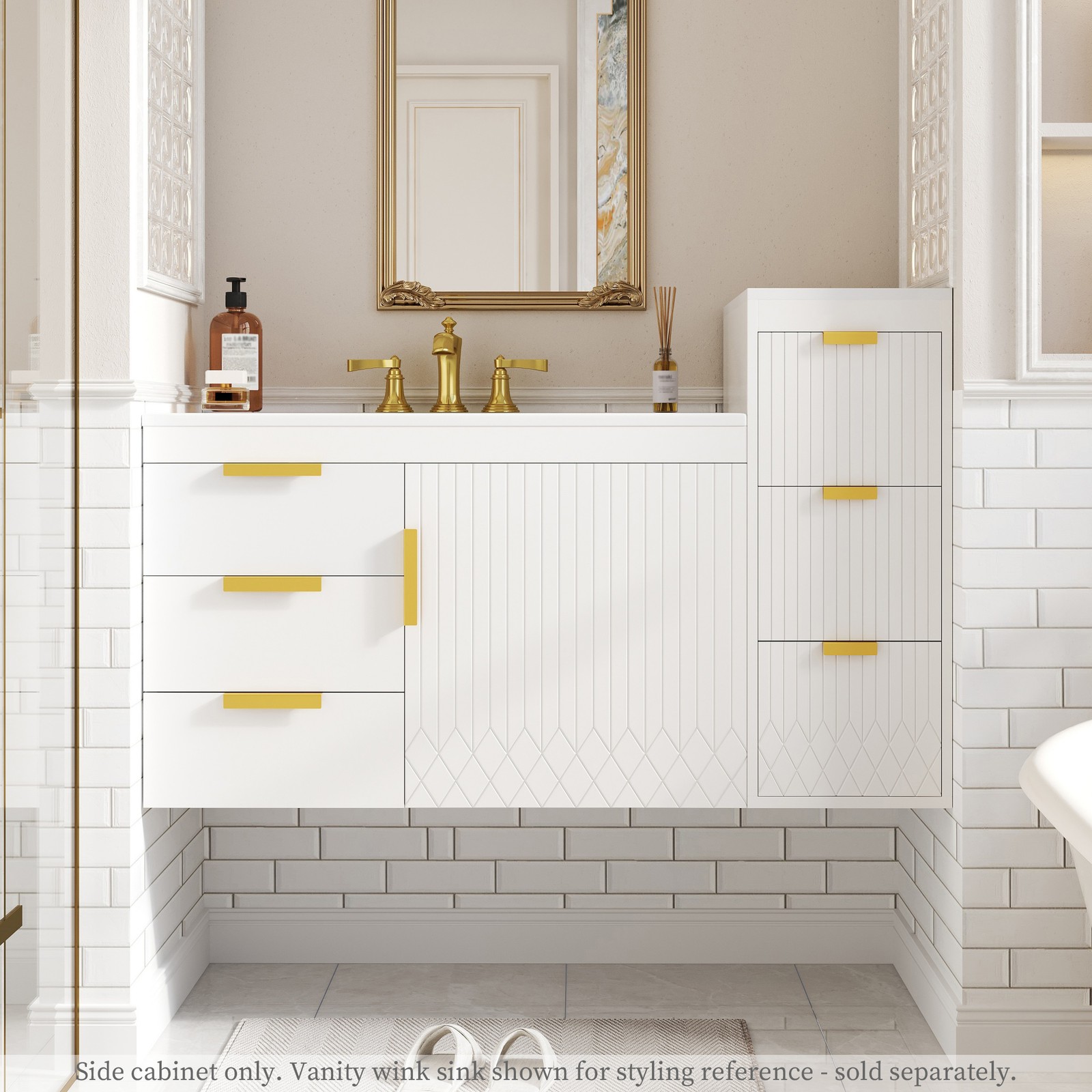 Wall Mounted Floating Cabinet 12″ with Drawers for Bathroom Living Room
