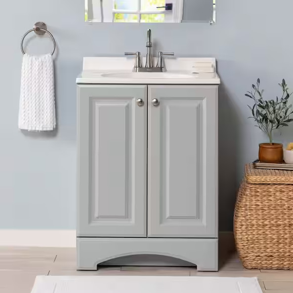Glacier Bay 25″ Single-Sink Vanity – Pearl Gray with White Cultured Marble Top